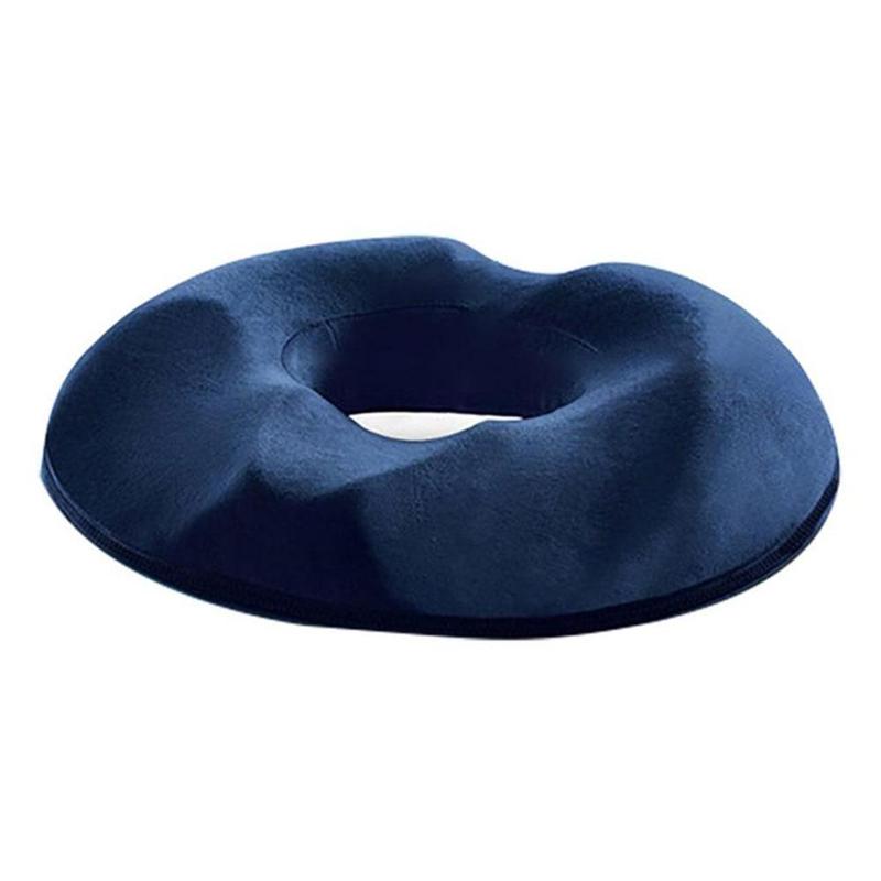 Side view of memory foam donut seat cushion, ergonomic design for posture support & pain relief