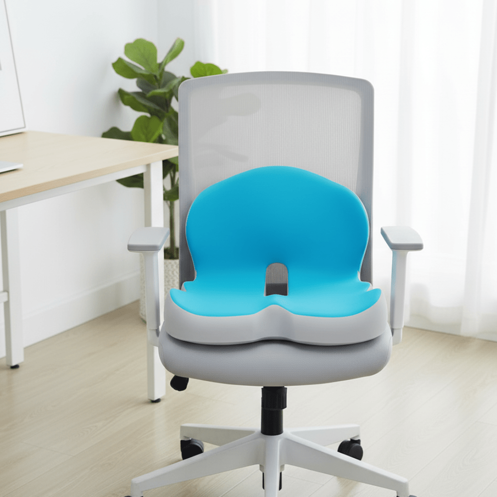 Unisex ergonomic memory foam seat cushion for back & posture comfort.