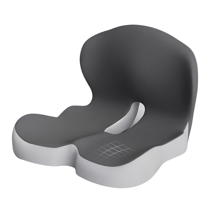 Premium memory foam ergonomic seat cushion, designed for lumbar & back posture support.