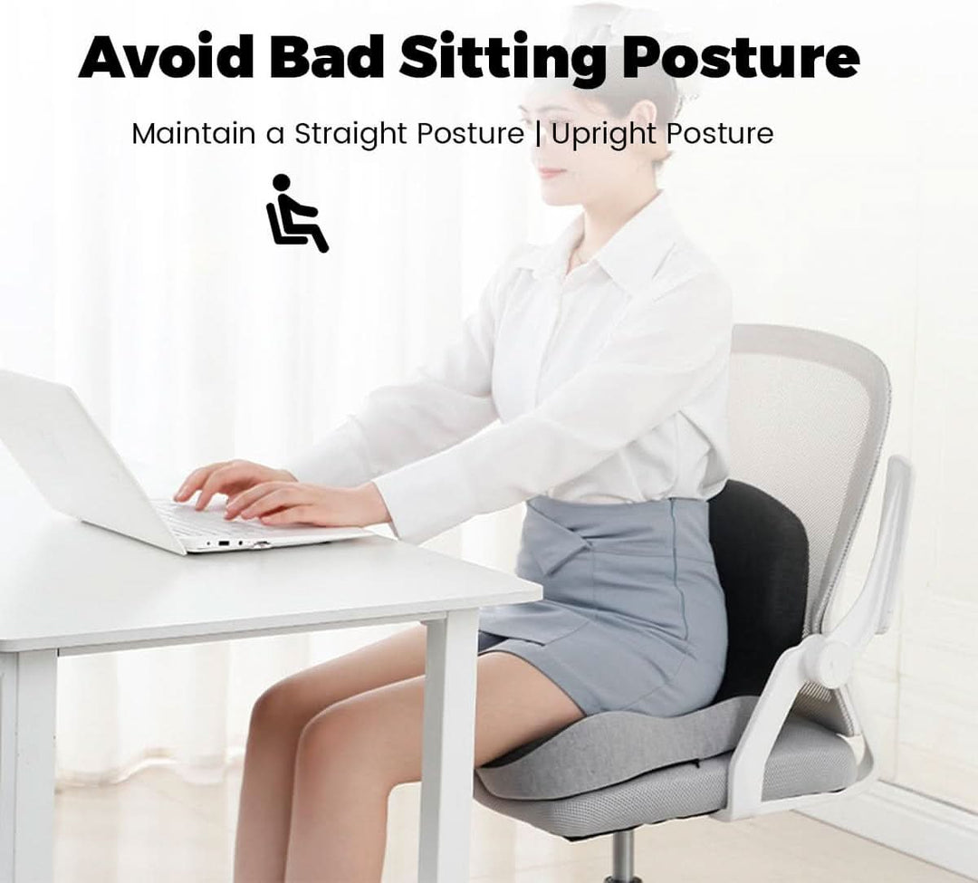 Ergonomic memory foam seat cushion for office chair & car. Relieves back pain & improves posture.