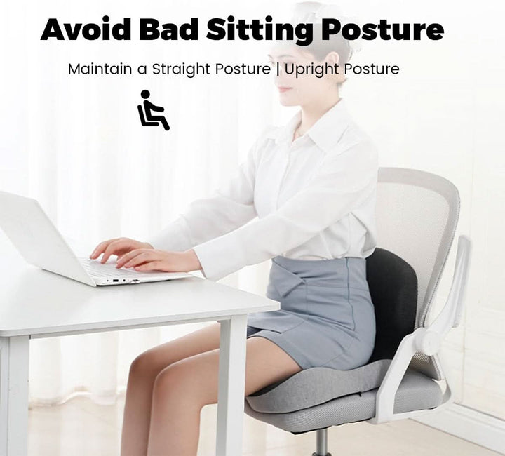Ergonomic memory foam seat cushion for office chair & car. Relieves back pain & improves posture.