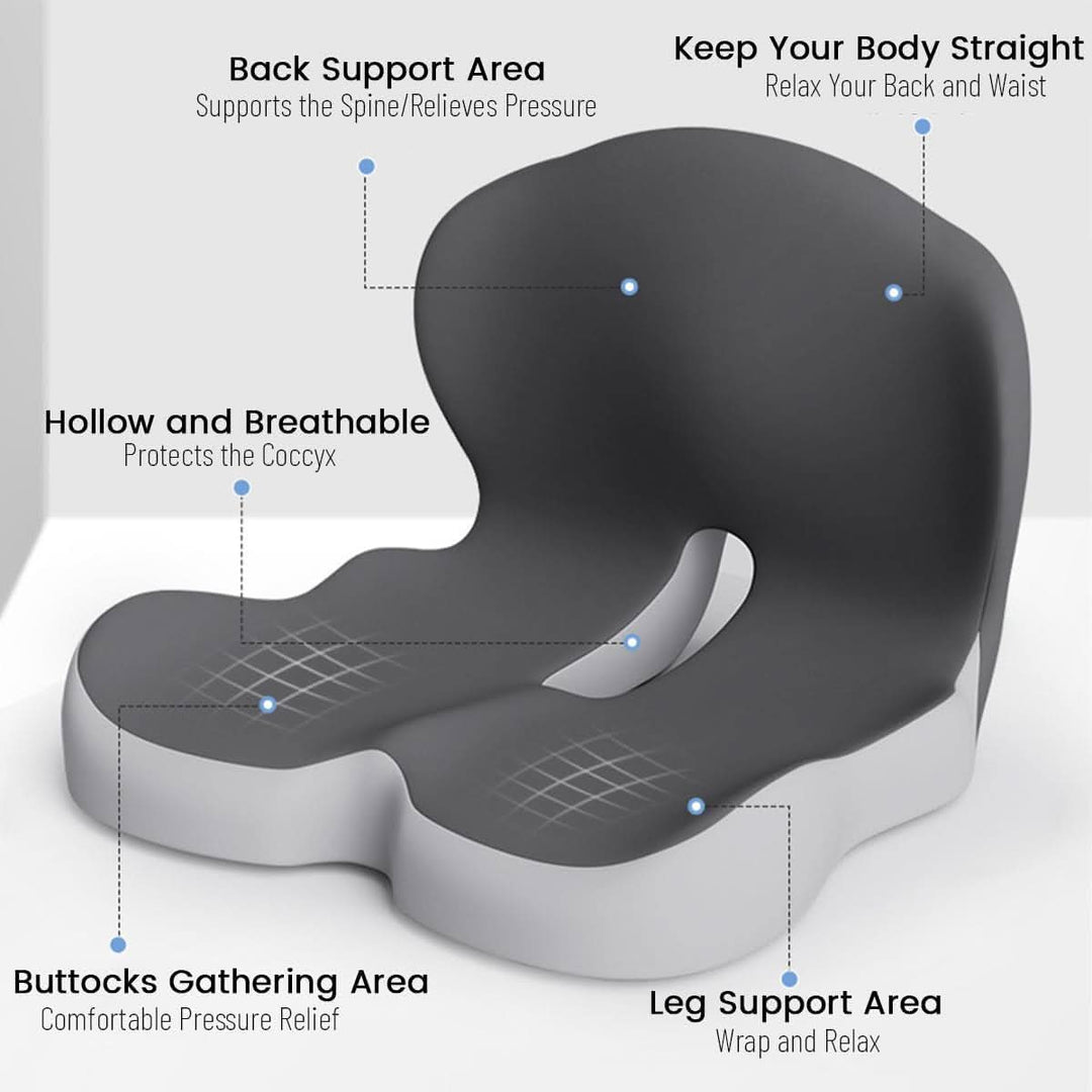 Home comfort memory foam seat cushion. Ergonomic support for back pain relief in any chair.