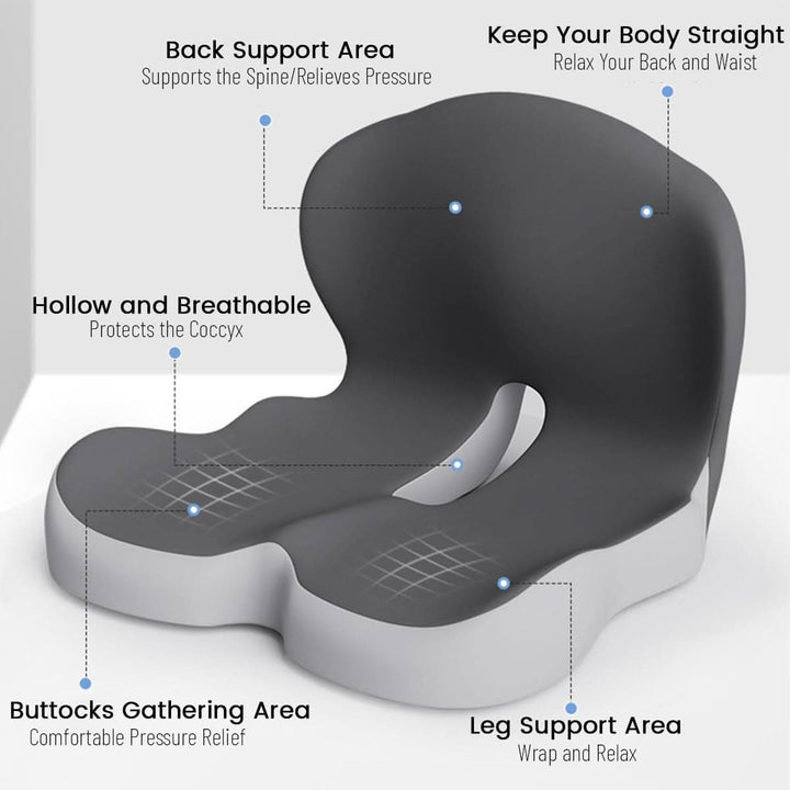 Home comfort memory foam seat cushion. Ergonomic support for back pain relief in any chair.