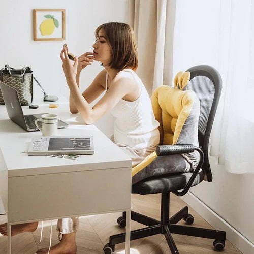 Contoured ergonomic seat cushion for optimal tailbone & back pain relief, posture correction.