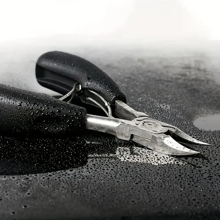 Precision toenail scissors with ergonomic handle, perfect for thick and ingrown nails. Essential nail care tool.
