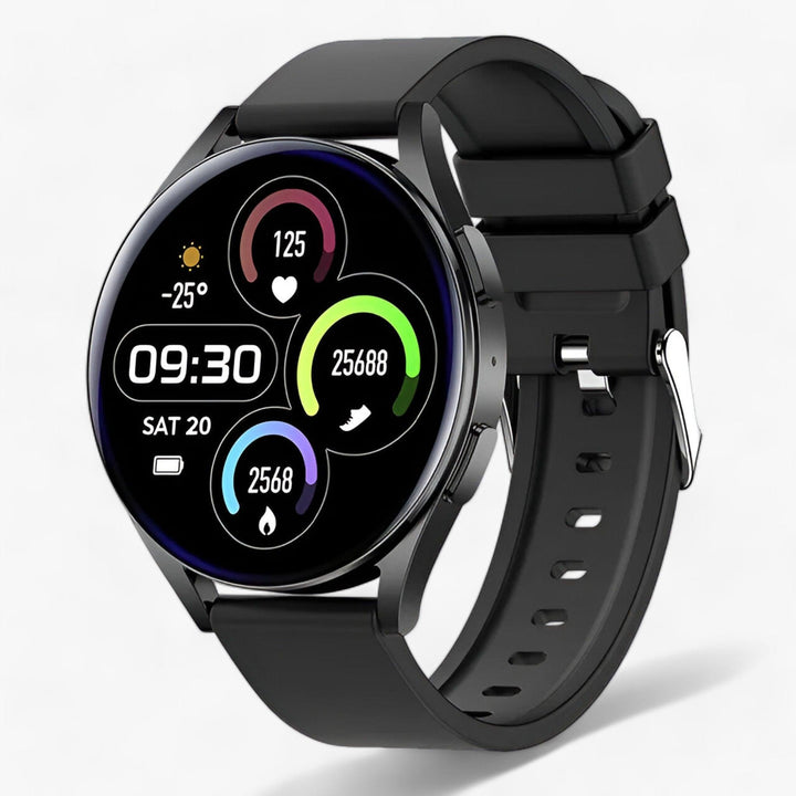 Unisex Evelyne smartwatch with health tracking, fitness monitoring, and Bluetooth call function.