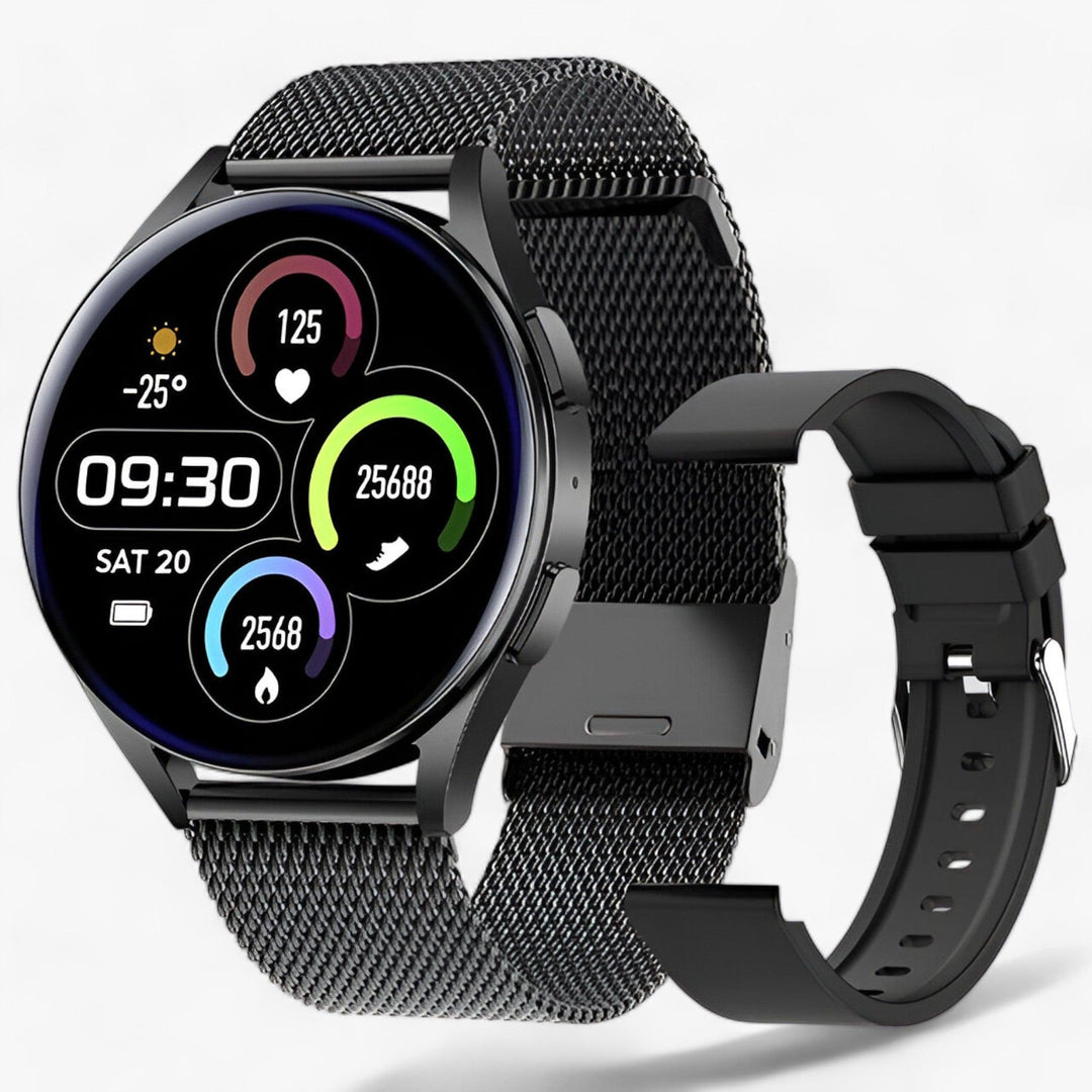 Advanced Evelyne smartwatch, connecting via Bluetooth for smart health tracking and digital convenience.