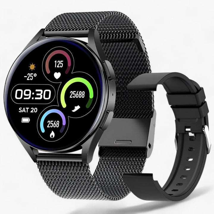 Advanced Evelyne smartwatch, connecting via Bluetooth for smart health tracking and digital convenience.
