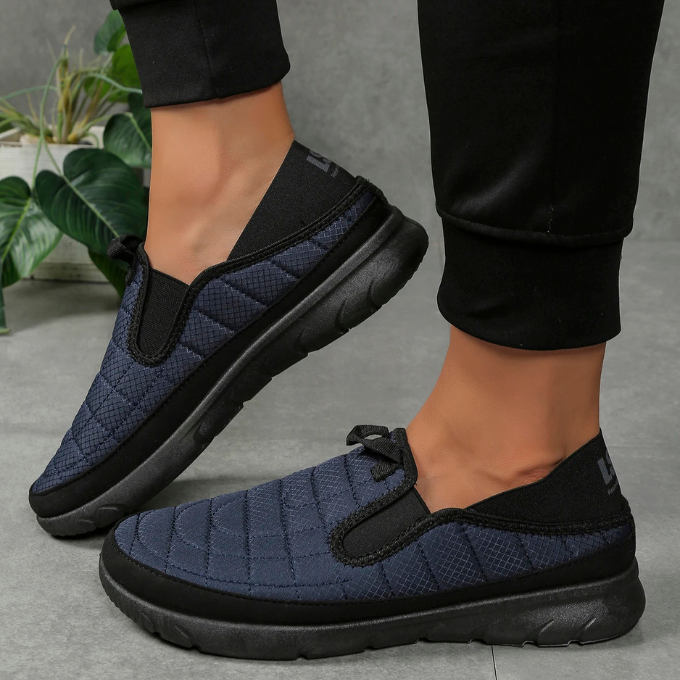 Quilted slip-on unisex shoes. Water-resistant walkers for everyday comfort & easy wear.
