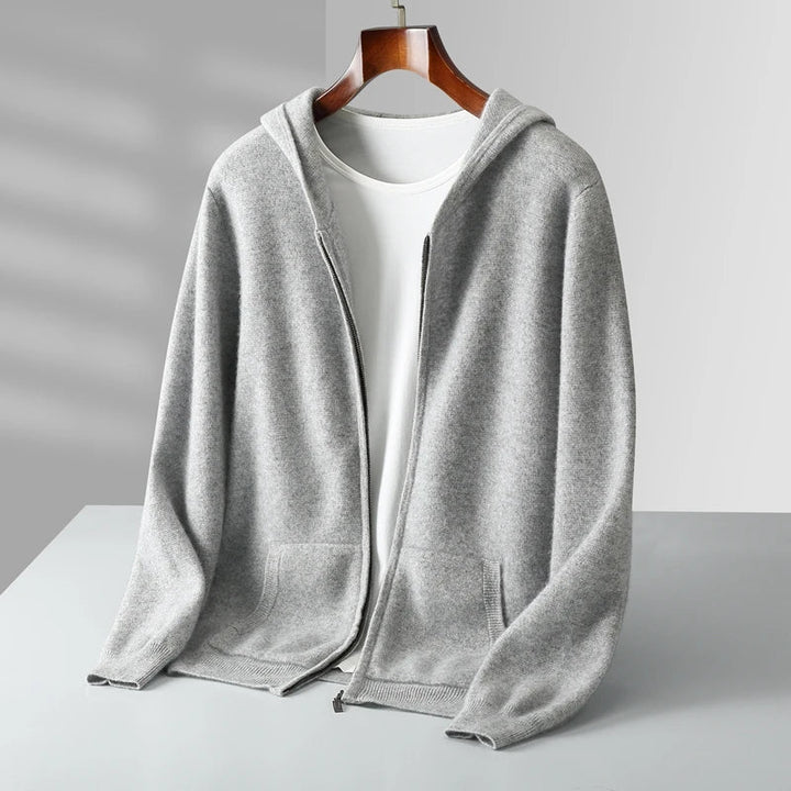 Back view of a relaxed fit unisex zip hoodie, ideal outerwear for comfort, style, and activewear.