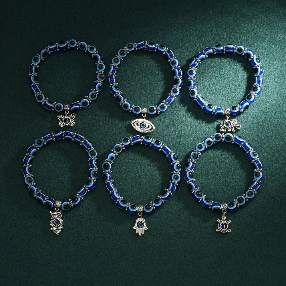 Durable Unisex Evil Eye protection anklet with glass bead charm, comfortable & stylish symbolic jewelry.