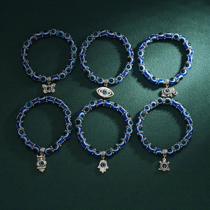 Durable Unisex Evil Eye protection anklet with glass bead charm, comfortable & stylish symbolic jewelry.