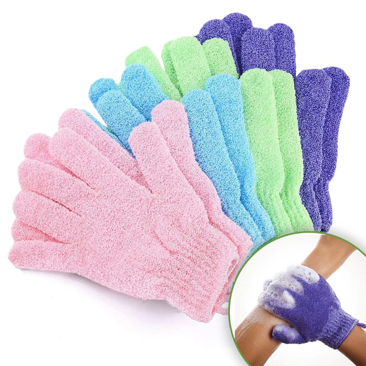 Ergonomic exfoliating bath gloves, designed for comfortable and thorough skin exfoliation