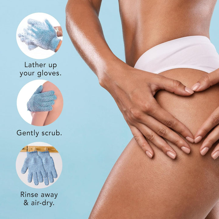 Unisex exfoliating body scrub gloves, promoting smooth and healthy-looking skin