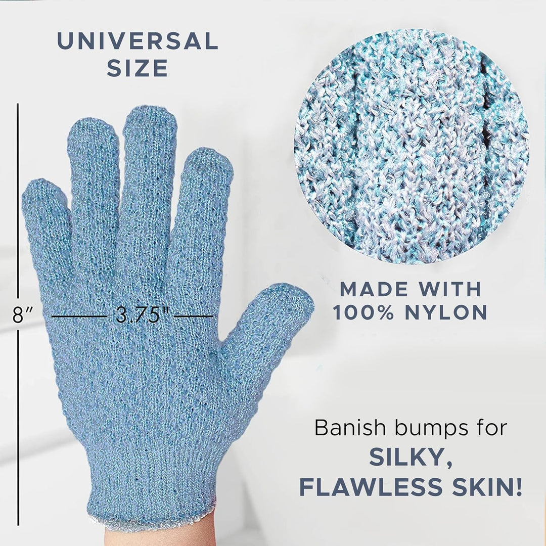 Unisex self-care exfoliating bath gloves, 2-piece set for an invigorating scrub
