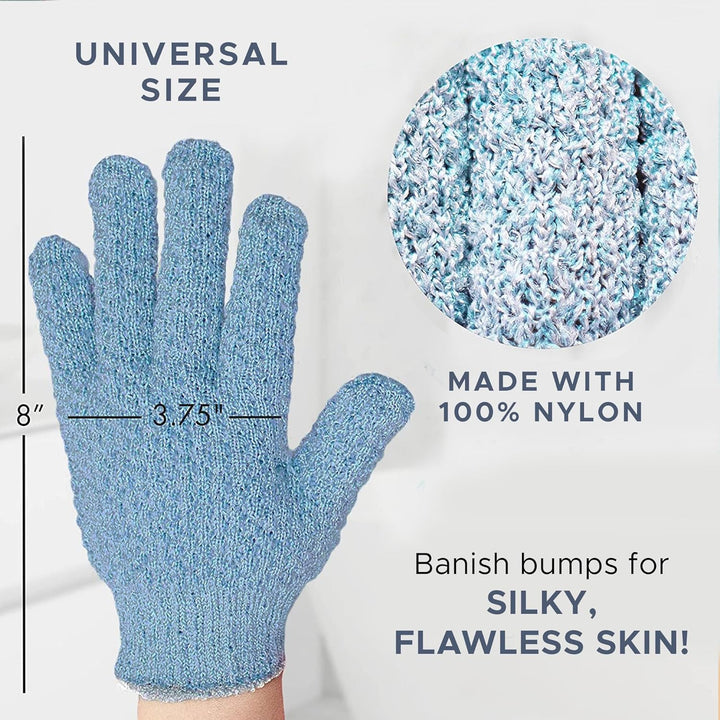 Unisex self-care exfoliating bath gloves, 2-piece set for an invigorating scrub