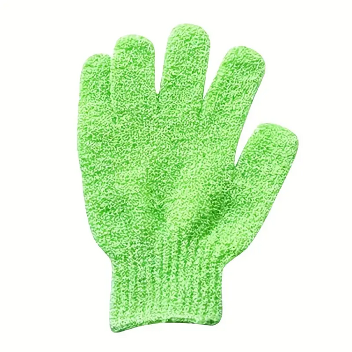Pair of gray exfoliating bath gloves, essential shower accessory for deep cleansing