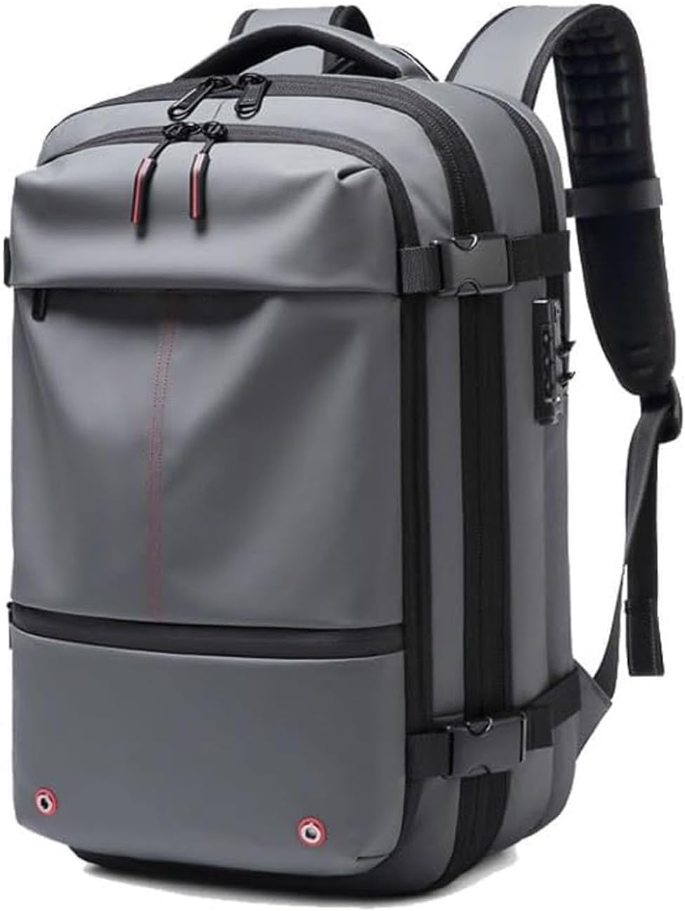 Carry-on size expandable travel backpack for men & women, featuring anti-theft security.