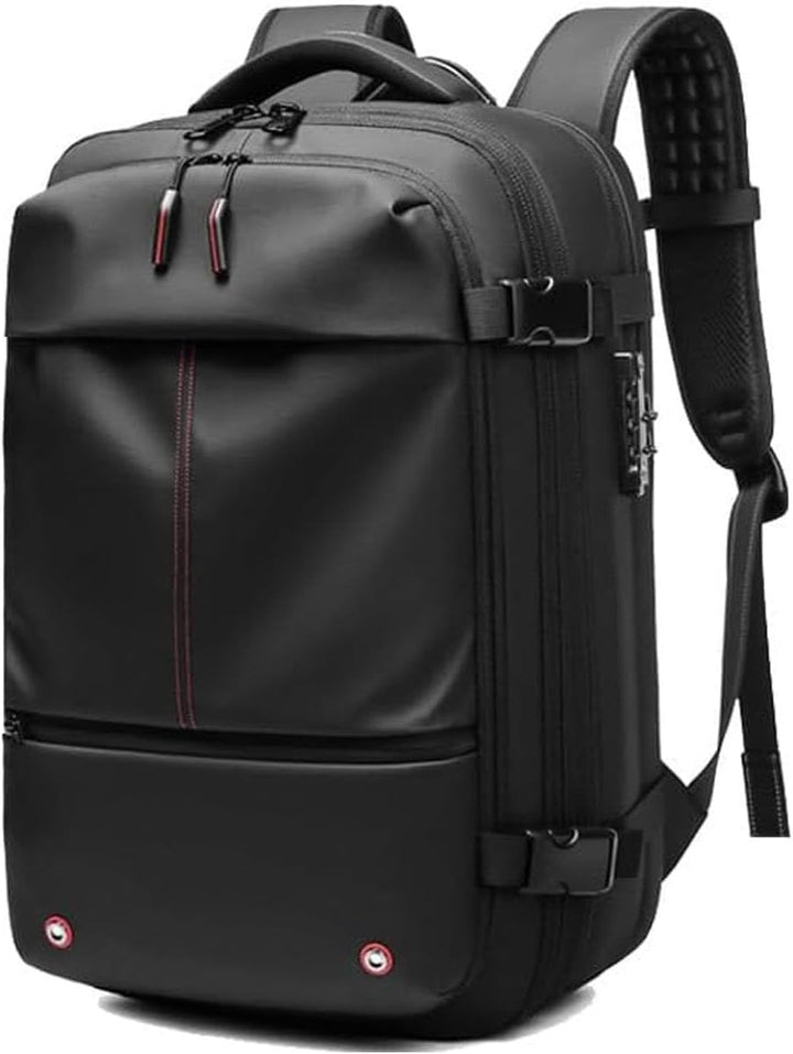 Durable oxford cloth unisex travel backpack, expandable design with anti-theft protection.