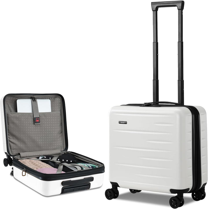Unisex travel bag: Hardshell expandable carry-on with quick-access front pocket & TSA lock.