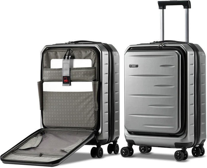 Durable unisex hardshell luggage, expandable, with secure front pocket & TSA combination lock.