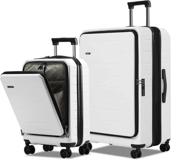 Hardshell expandable carry-on with front pocket, TSA lock, durable & lightweight design.