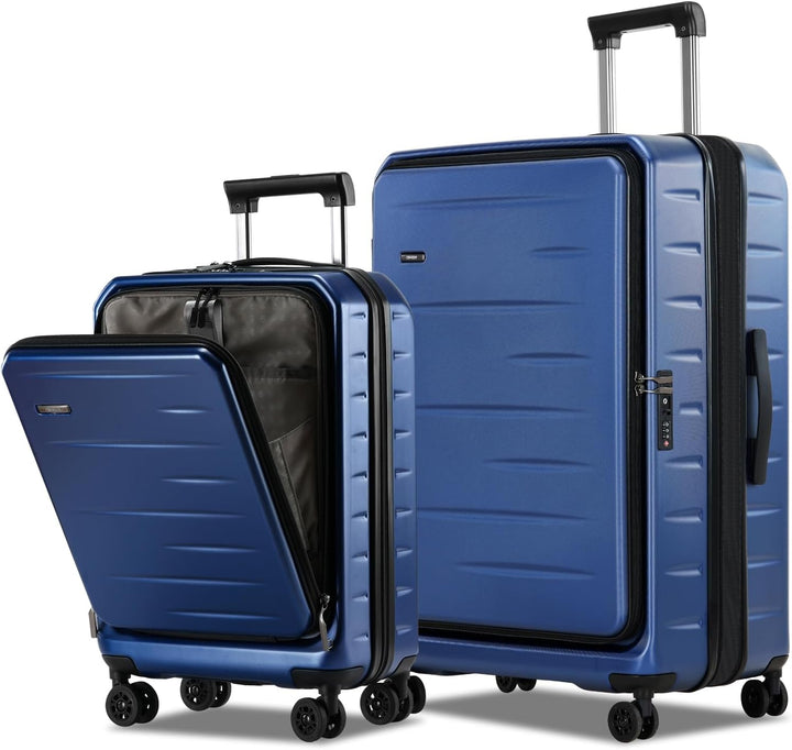Unisex travel luggage: Expandable hardshell, front pocket, TSA lock, great for business trips.