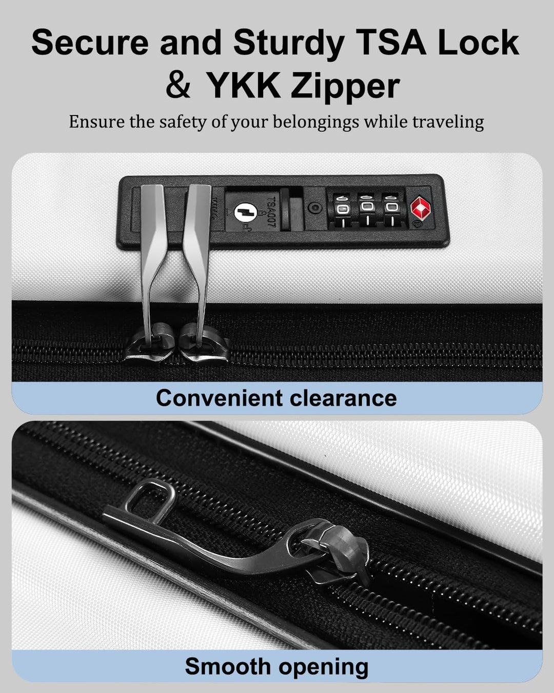 Durable unisex carry-on bag: Expandable hardshell, front pocket, TSA lock & spinner mobility.