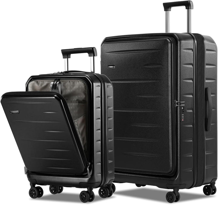 Lightweight expandable hardshell travel bag, unisex, with front pocket & TSA lock security.