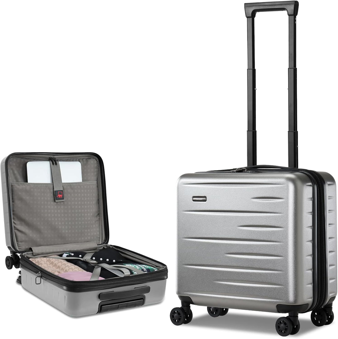 Unisex hardshell carry-on, expandable, front pocket, TSA lock, perfect for modern travelers.