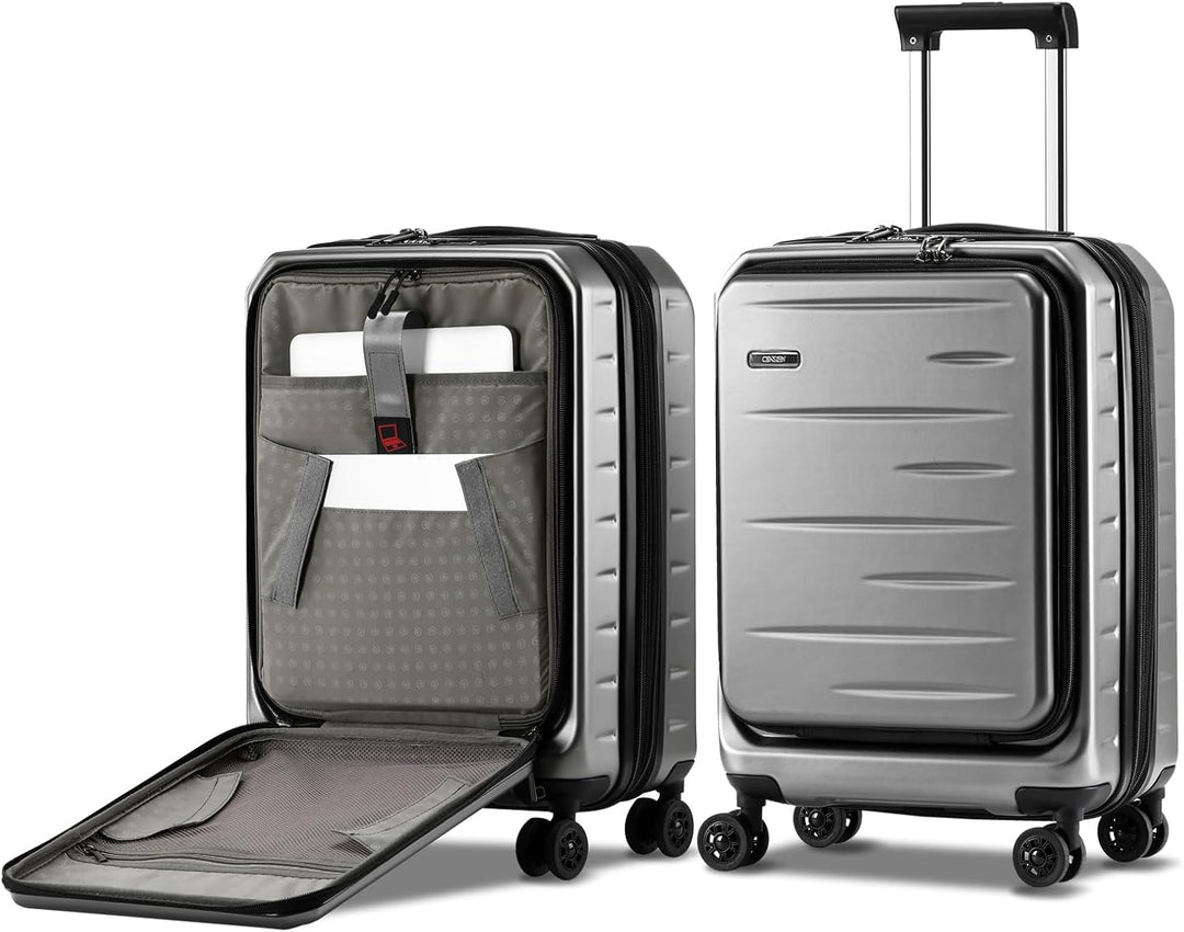 Lightweight carry-on with expandable hardshell, front pocket & TSA lock for quick access.