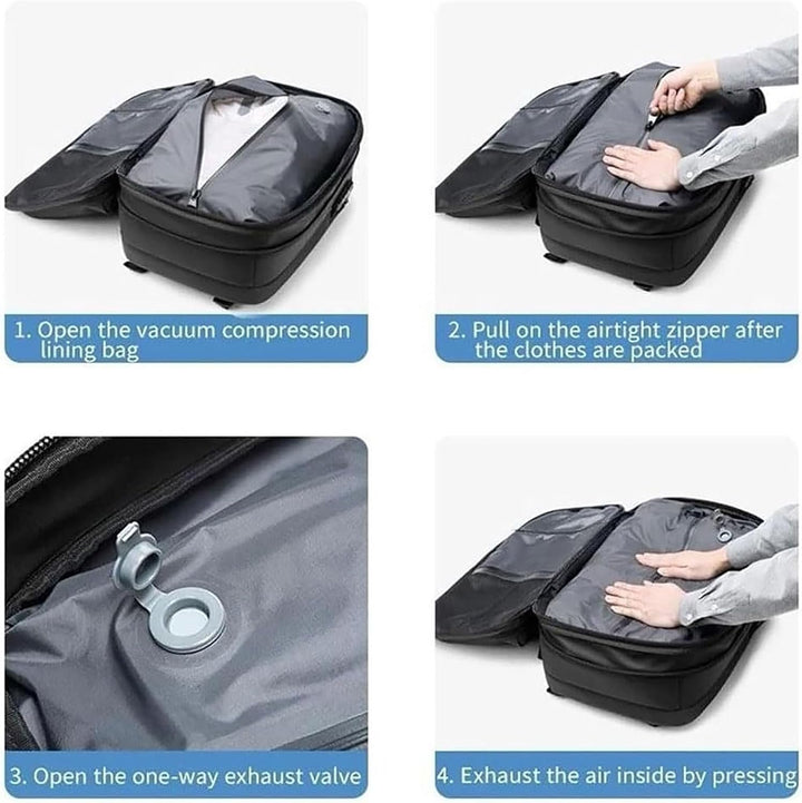 Expandable travel backpack, unisex design with integrated anti-theft lock & laptop sleeve