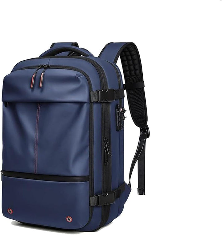 Durable oxford cloth travel backpack, expandable compression, with anti-theft features