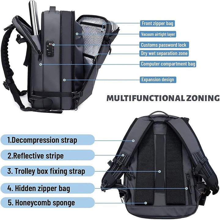 Versatile unisex travel bag with anti-theft lock, wet compartment & expandable design
