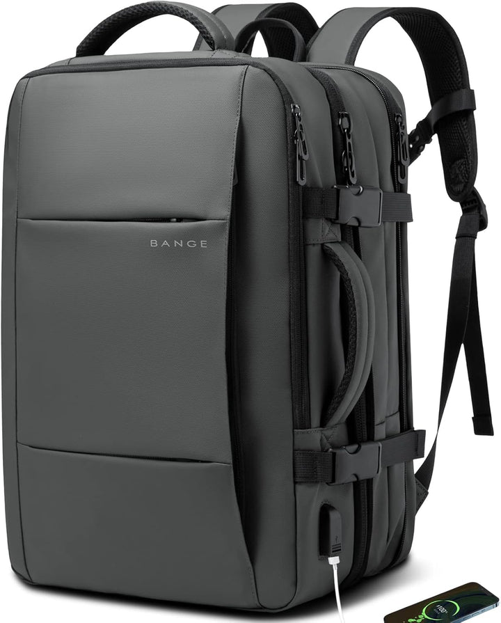 Waterproof carry-on backpack, protecting electronics from unexpected spills.