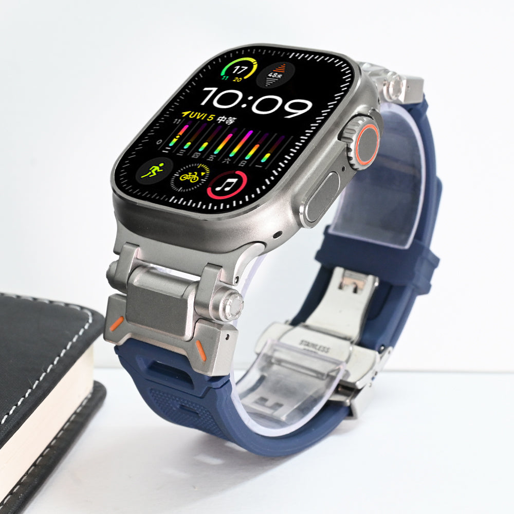 Sports and casual silicone smartwatch strap, durable and comfortable for all-day wear, onyx buckle.