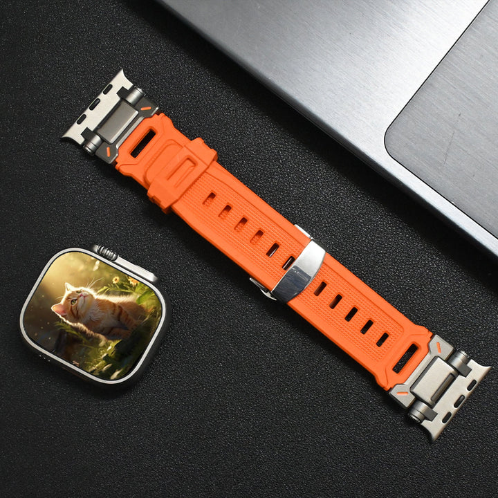 Smartwatch sports band: hypoallergenic silicone, quick release, perfect for workouts and daily use.