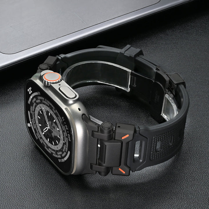 Quick release silicone replacement strap for smartwatches, hypoallergenic and stylish in multiple colors.