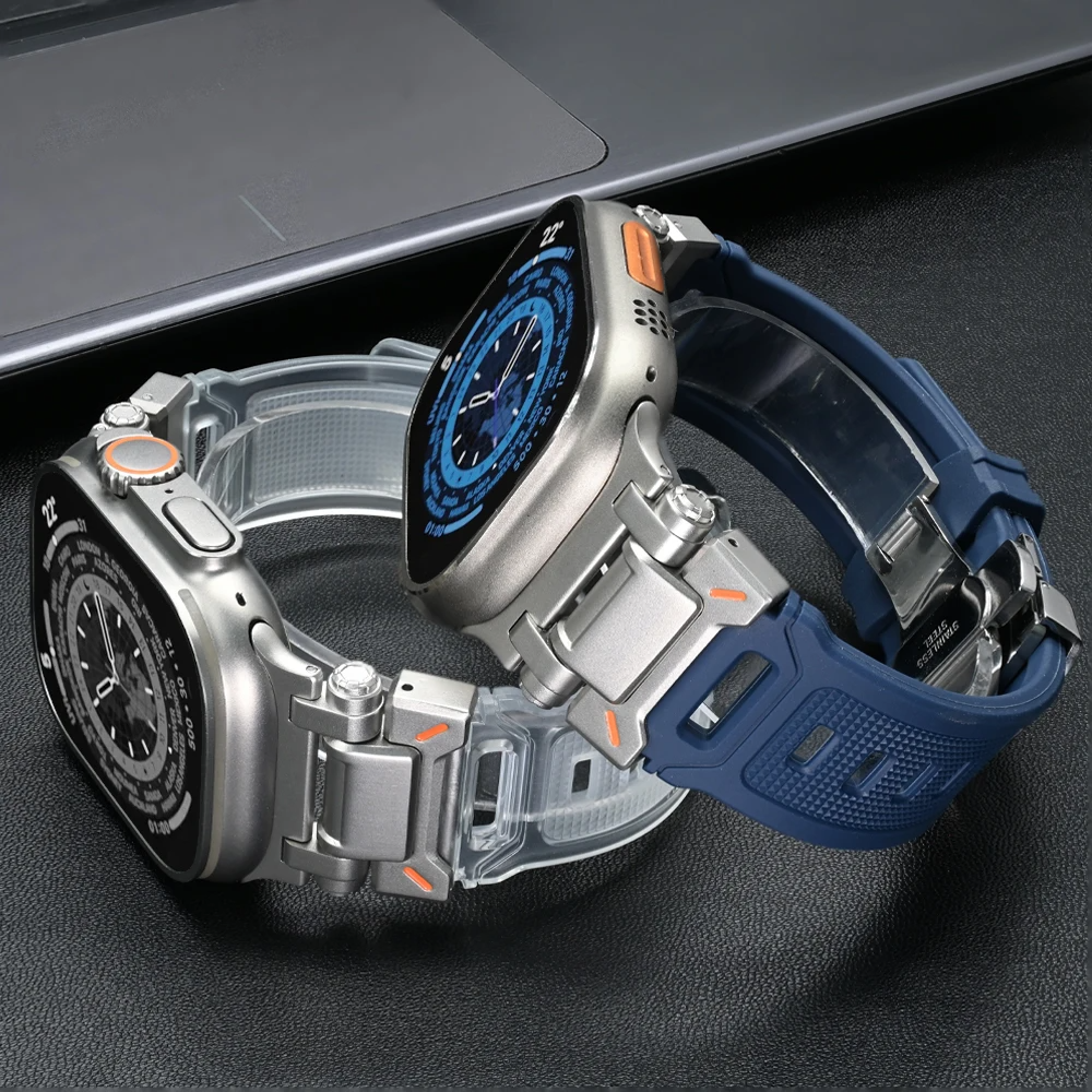 Silicone smartwatch accessory, durable & comfortable with quick-release pins, available in many hues.