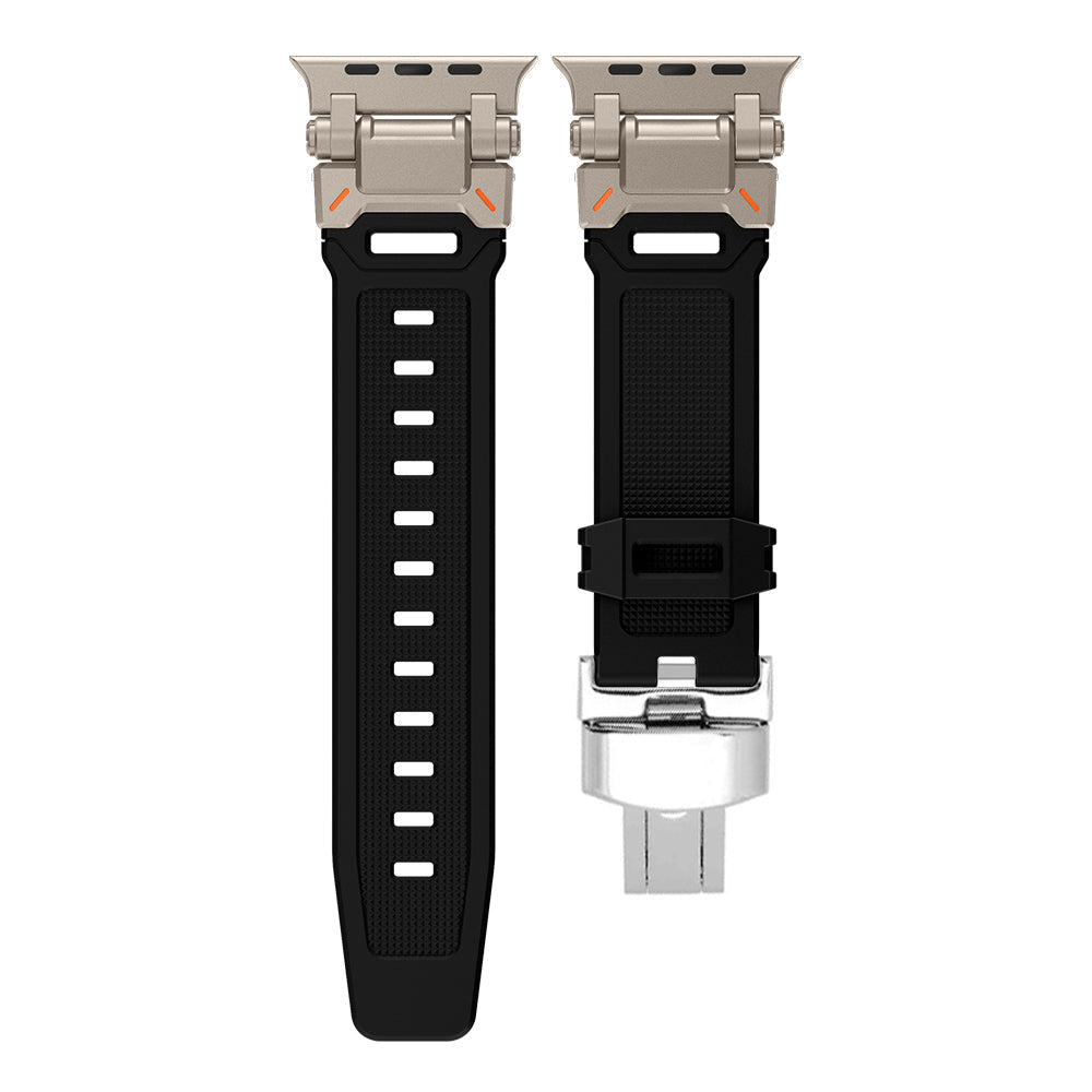Titanium buckle silicone Explorer smartwatch band, high quality & durable, quick release feature.