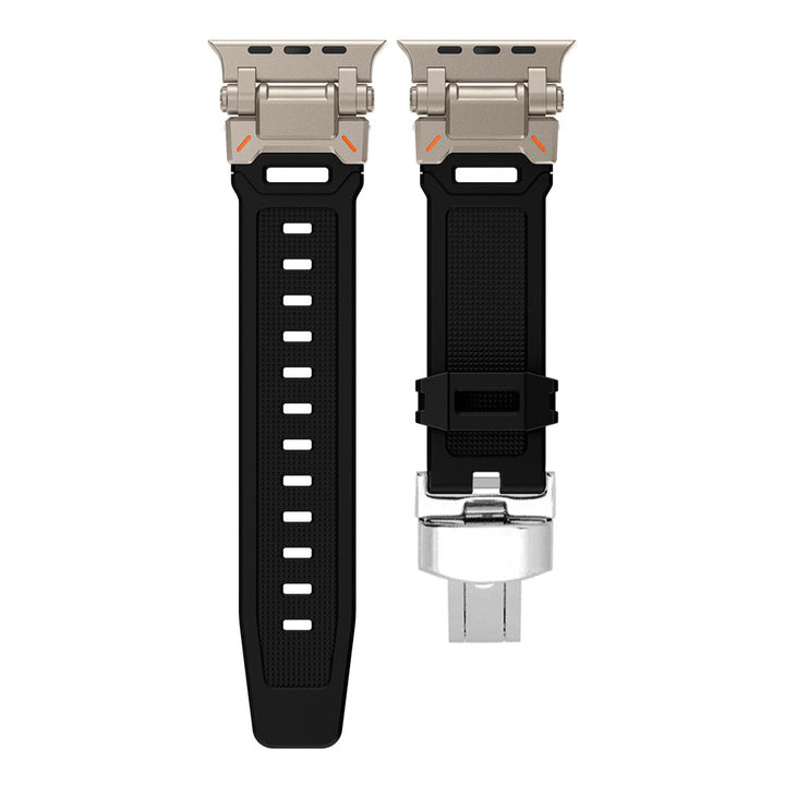 Titanium buckle silicone Explorer smartwatch band, high quality & durable, quick release feature.