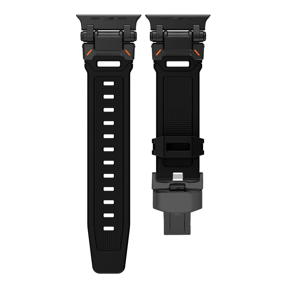 Hypoallergenic sports silicone smartwatch strap, designed for comfort & activity, soft texture.