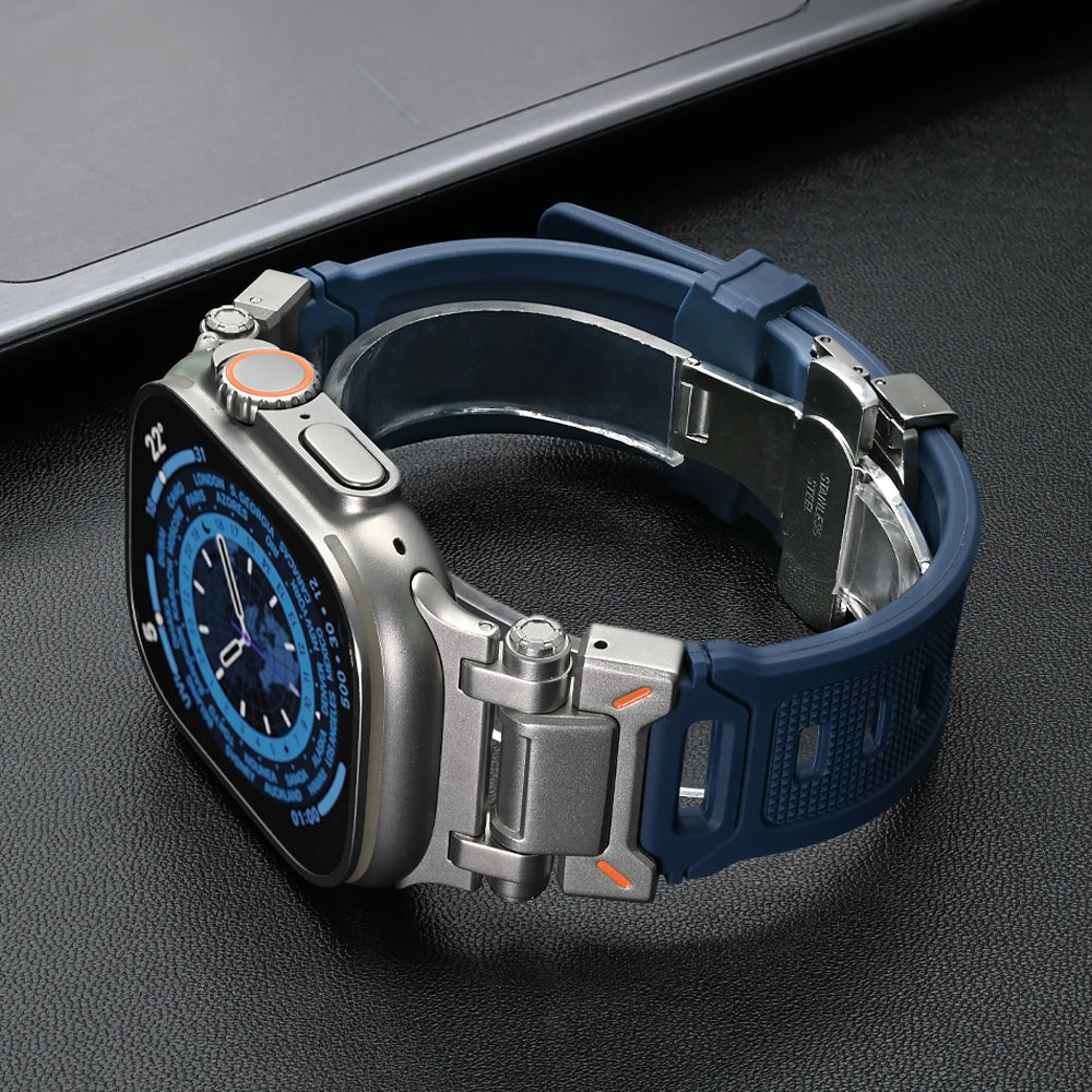 Sports-ready silicone smartwatch band, comfortable & durable for active lifestyles with quick release.