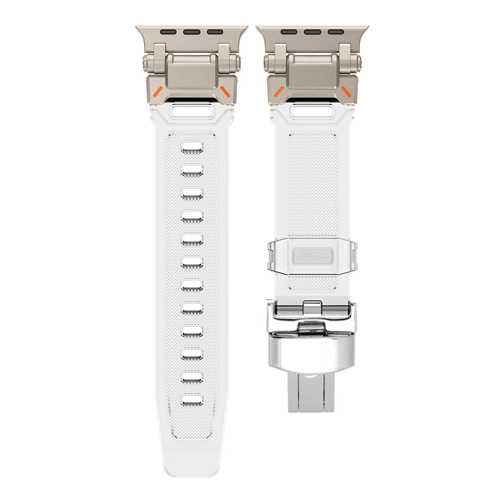 Unisex Explorer silicone smartwatch band, comfortable, durable & stylish accessory with titanium buckle.