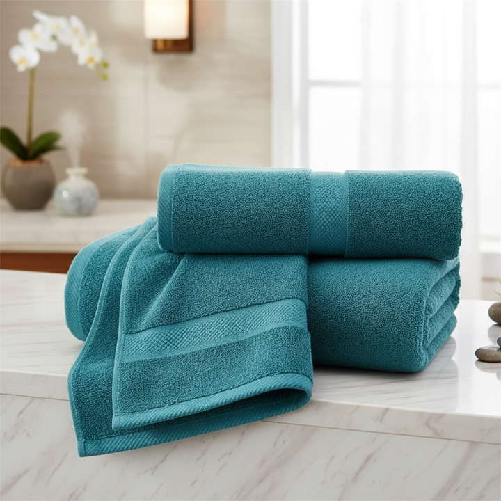 Unisex extra large quick-dry royal blue bath towel, soft cotton for spa or home