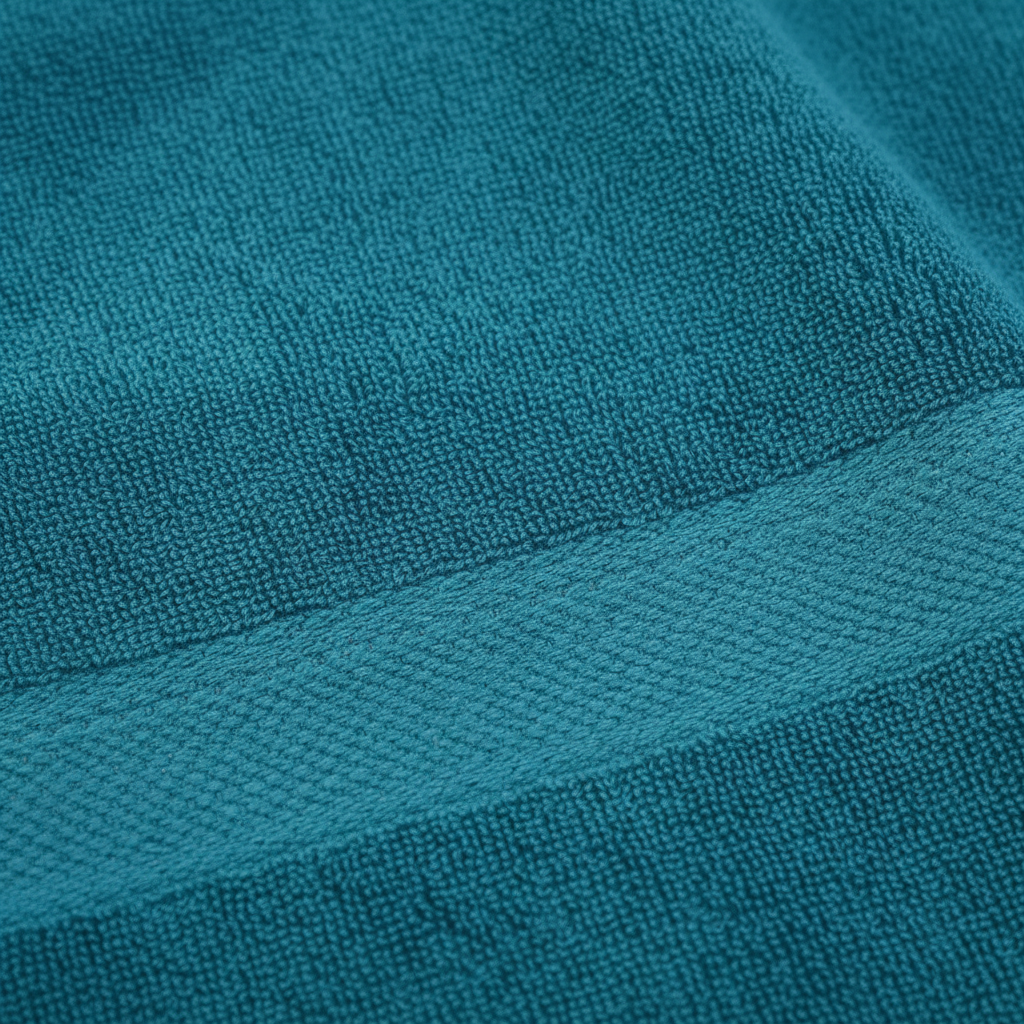Close-up of plush texture on royal blue extra large quick-dry cotton bath towel