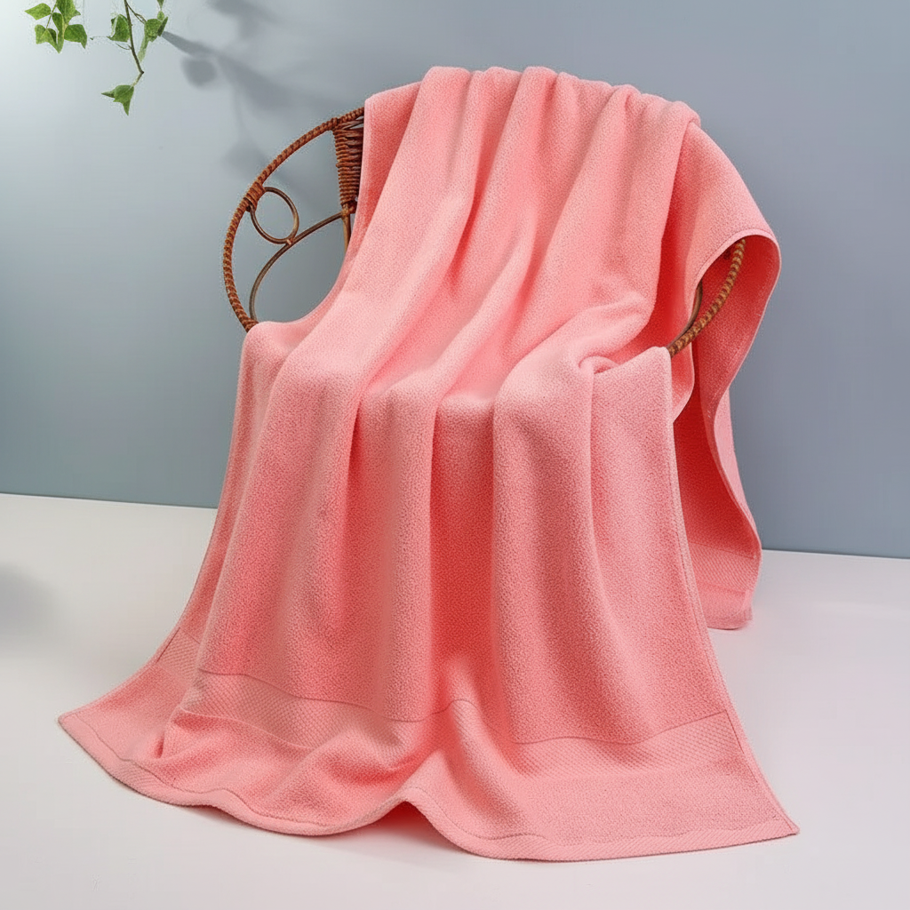 Corner detail of Unisex extra large royal blue quick-dry cotton bath towel