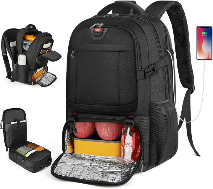 Unisex extra-large travel backpack with USB charging port & insulated compartment. Perfect for laptops, work, & commute.