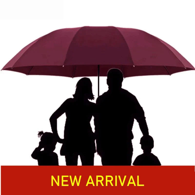 Robust extra large folding family umbrella, windproof and suitable for all weather, ensuring complete rain & sun cover.