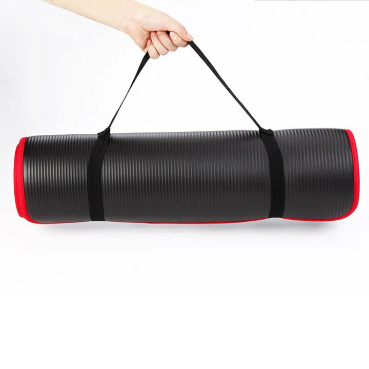 Non-slip, extra thick yoga mat for safe workouts, pilates, and home gym fitness exercises. Durable & supportive.